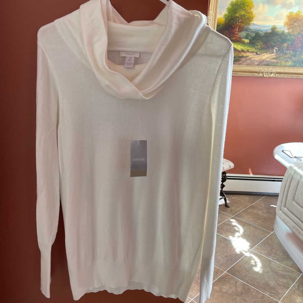 Chicos Ivory Cowl Neck Sweater Sz2